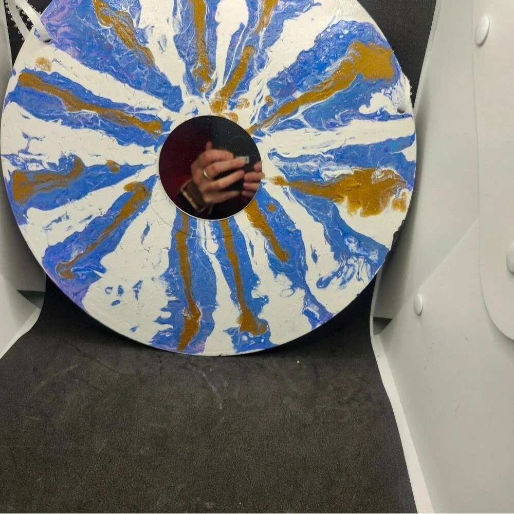 Hand Crafted Colorful Mirror Fluid Art Painting On 12